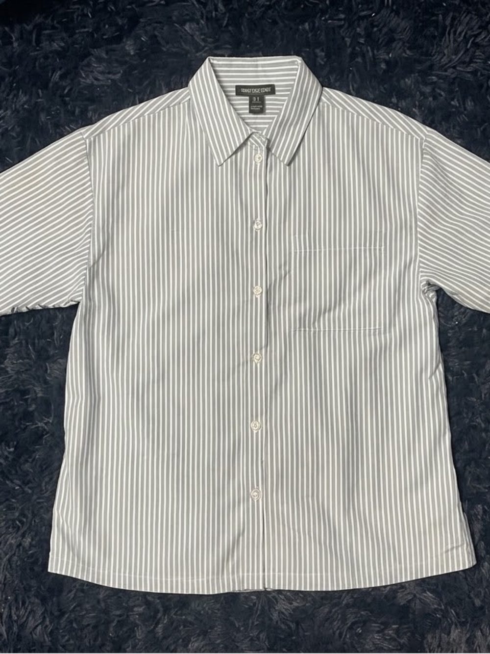 Streetwear Society Men’s Short-Sleeve Button-Down Shirt - Gray/White Stripe